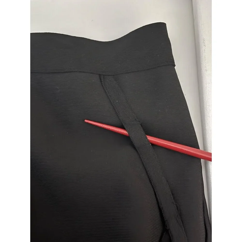 High Waist Skirt Size Medium Black Cutout Lattice Bodycon Stretch Bold Clubwear - Picture 3 of 16